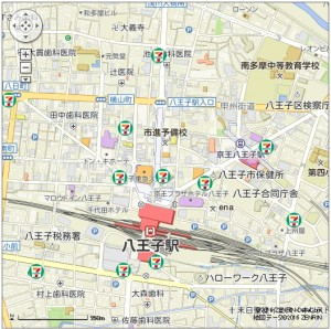 八王子駅周辺のセブンイレブンMAP